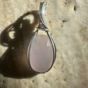 Sterling Silver Lavender Chalcedony Faceted Stone Pendant